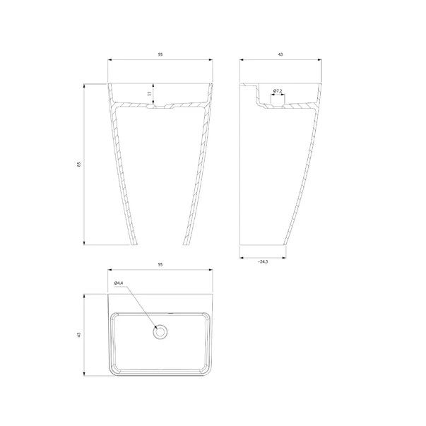 Lavoar freestanding Omnires Parma M+ alb  55 cm [2]