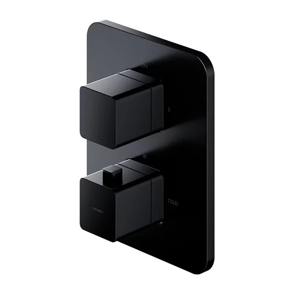 Baterie cada - dus incastrata Omnires Parma termostatata negru cu corp ingropat [2]