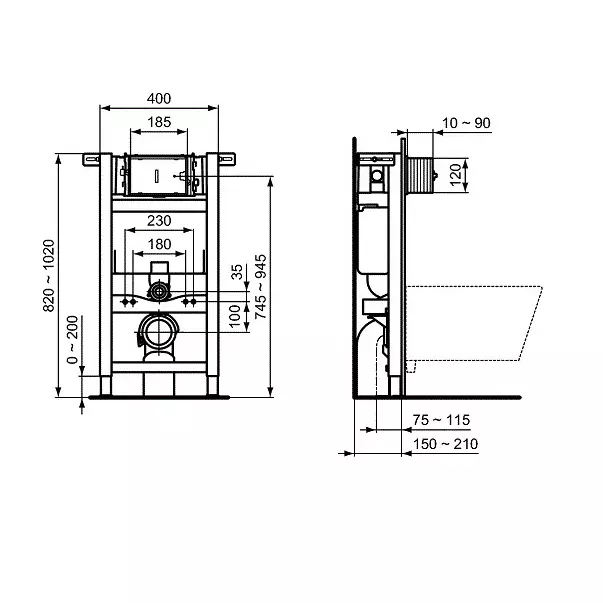 Rezervor wc incastrat Ideal Standard ProSys cu cadru metalic [5]