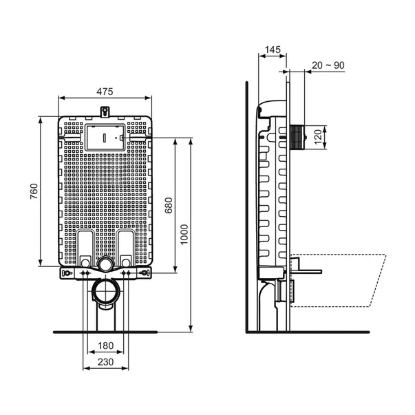 Rezervor incastrat Ideal Standard ProSys 120 M pentru WC suspendat [5]