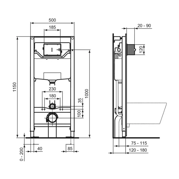 Set rezervor WC cu cadru Ideal Standard ProSys si clapeta Oleas M2 alb [9]
