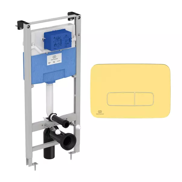 Rezervore incastrate - Set rezervor WC cu cadru Ideal Standard ProSys si clapeta Oleas M3 auriu periat