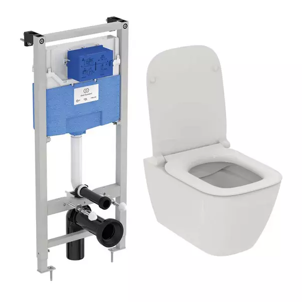 Rezervore incastrate - Set rezervor WC cu cadru Ideal Standard ProSys si vas WC I.Life B cu capac softclose alb