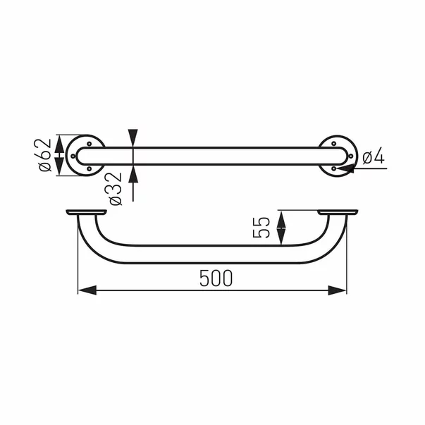 Maner de sustinere Ferro Metalia Help 50 cm crom pentru persoane cu dizabilitati [2]
