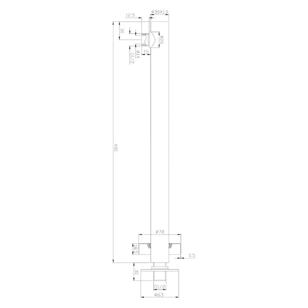 Brat de dus crom Omnires 40 cm cu montare pe perete [2]