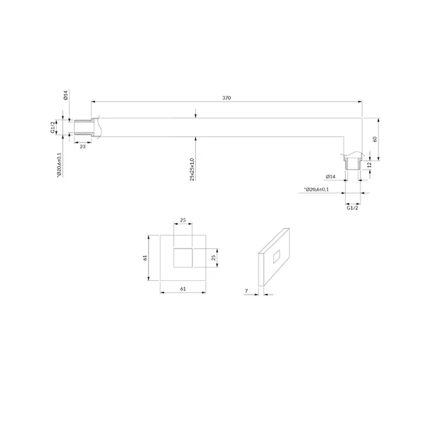 Brat de dus Omnires cu montare pe perete 37 cm [2]