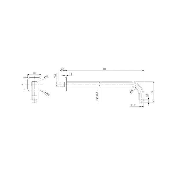 Brat de dus Omnires cu montare pe perete 35 cm [2]