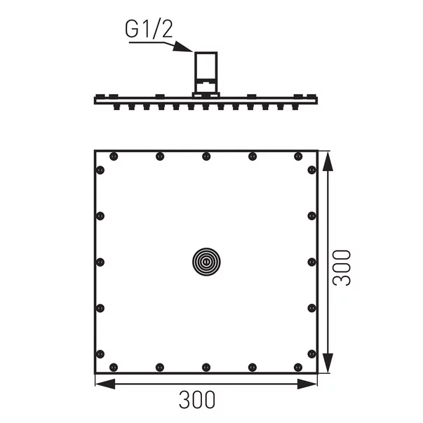 Palarie de dus patrata Ferro crom 300x300 mm [2]