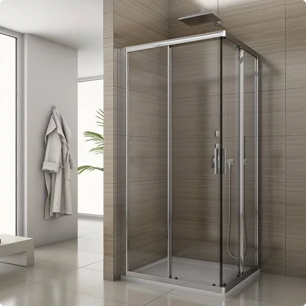 Cabine de dus patrate - Cabina de dus patrata cu usi glisante SanSwiss Salia SAE2 80x80 sticla securizata 6mm