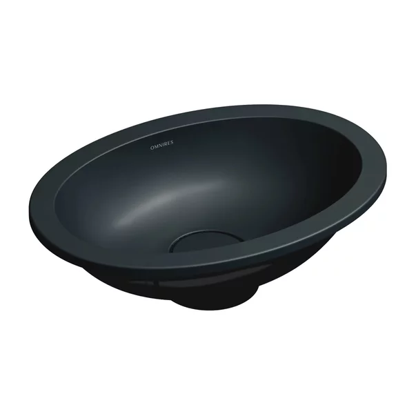 Obiecte Sanitare - Lavoar sub blat Omnires Shell M+ finisaj negru lava mat 45 cm
