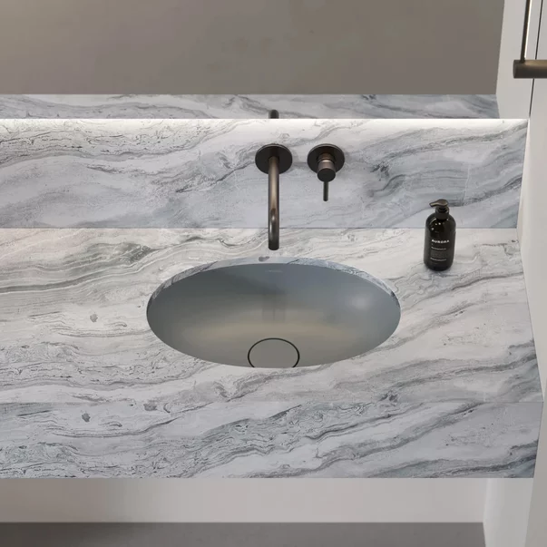Obiecte Sanitare - Lavoar sub blat Omnires Shell M+ finisaj gri cenusa mat 55 cm