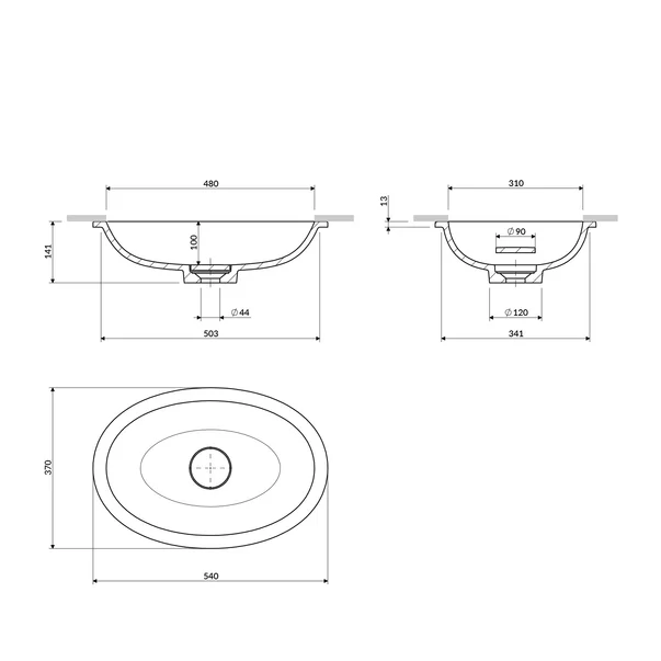 Lavoar sub blat Omnires Shell M+ finisaj dune bej mat 55 cm [7]