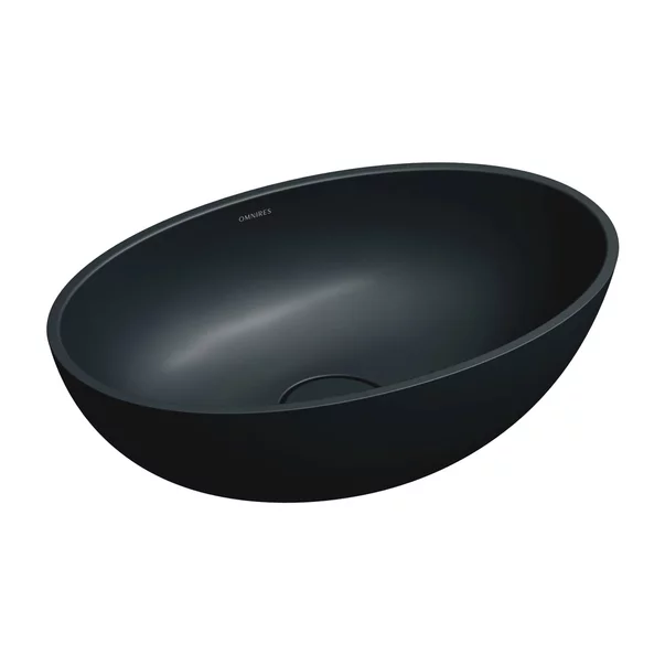 Lavoare - Lavoar pe blat Omnires Shell M+ finisaj negru lava mat 50 cm