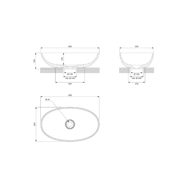 Lavoar pe blat Omnires Shell M+ alb [4]