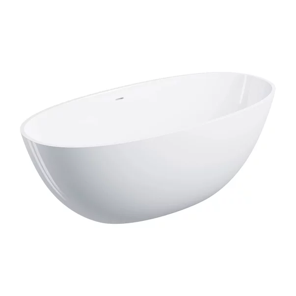 Cazi baie - Cada freestanding compozit Omnires Shell M+ finisaj alb lucios 160x75 cm