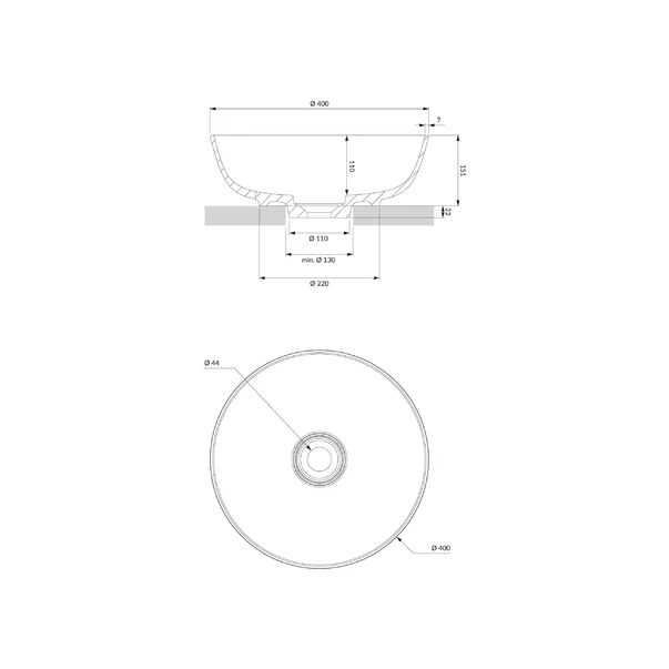 Lavoar pe blat Omnires Silk M+ alb 40 cm [6]