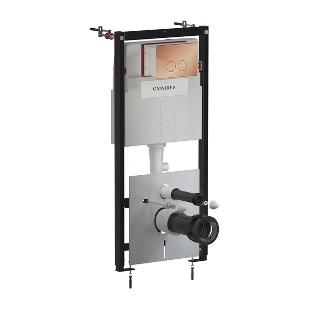 Rezervoare wc - Set rezervor WC cu cadru Omnires StrongFrame si clapeta Minimal cupru periat