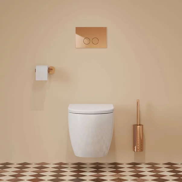 Set rezervor WC cu cadru Omnires StrongFrame si clapeta Minimal cupru periat [1]