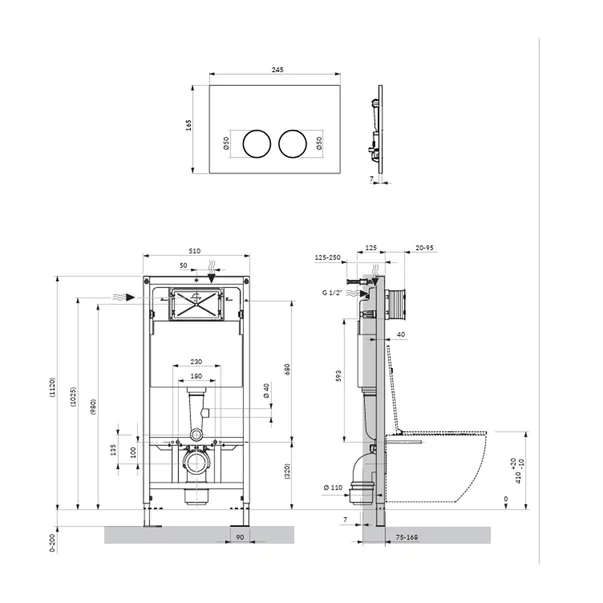 Set rezervor WC cu cadru Omnires StrongFrame si clapeta Minimal cupru periat [3]