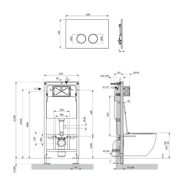 Set rezervor WC cu cadru Omnires StrongFrame si clapeta Minimal auriu lucios [3]