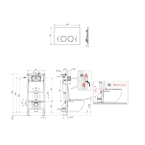 Set rezervor WC cu cadru Omnires StrongFrame si clapeta Minimal alb mat [3]
