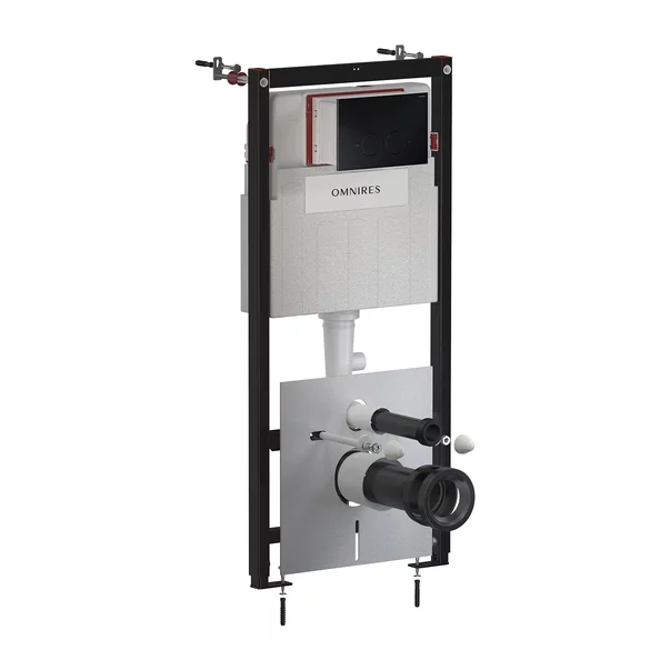 Rezervore incastrate - Set rezervor WC cu cadru Omnires StrongFrame cu spalare ECO si clapeta Minimal negru mat