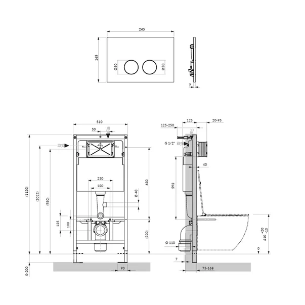 Set rezervor WC cu cadru Omnires StrongFrame cu spalare ECO si clapeta Minimal negru mat [3]