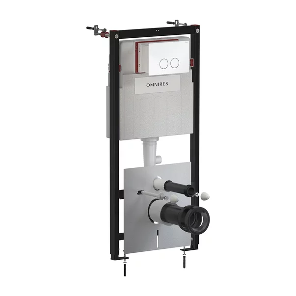 Rezervoare wc - Set rezervor WC cu cadru Omnires StrongFrame cu spalare ECO si clapeta Minimal alb lucios