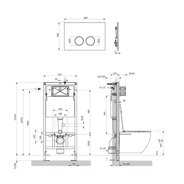 Set rezervor WC cu cadru Omnires StrongFrame cu spalare ECO si clapeta Minimal alb lucios [3]