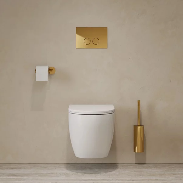 Set rezervor WC cu cadru Omnires StrongFrame cu spalare ECO si clapeta Minimal auriu lucios [1]
