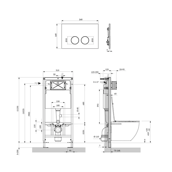 Set rezervor WC cu cadru Omnires StrongFrame cu spalare ECO si clapeta Minimal auriu lucios [3]