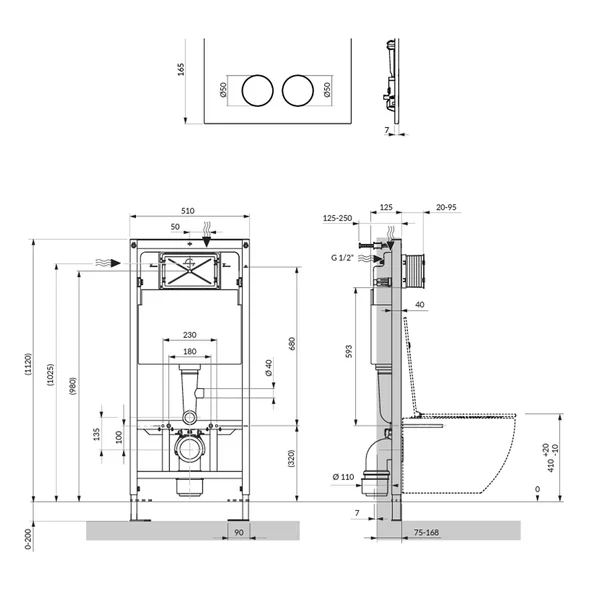 Set rezervor WC cu cadru Omnires StrongFrame cu spalare ECO si clapeta Minimal alb mat [3]