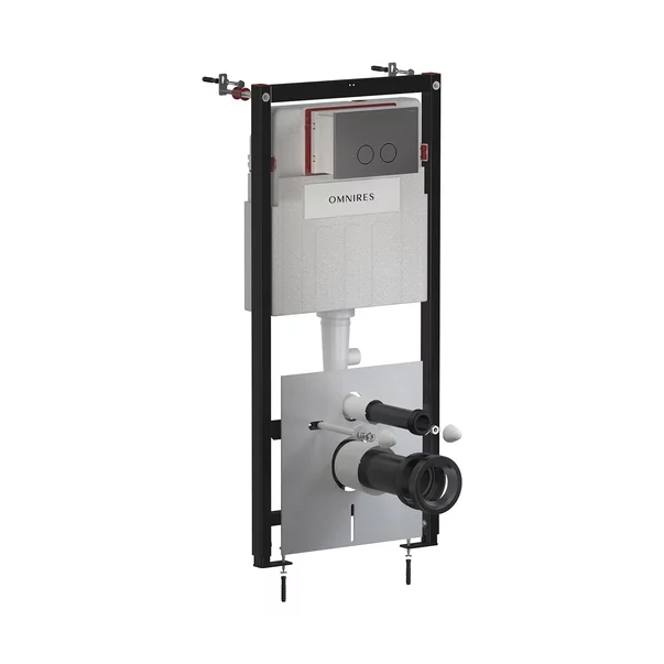 Rezervore incastrate - Rezervor incastrat Omnires StrongFrame ECO pentru vas WC suspendat si clapeta de actionare Steel-R45 finisaj antracit periat
