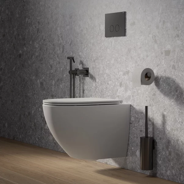 Rezervor incastrat Omnires StrongFrame ECO pentru vas WC suspendat si clapeta de actionare Steel-R45 finisaj antracit periat [3]