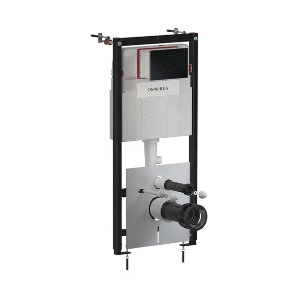 Rezervoare wc - Rezervor incastrat Omnires StrongFrame ECO pentru vas WC suspendat si clapeta de actionare Steel-R45 finisaj negru mat