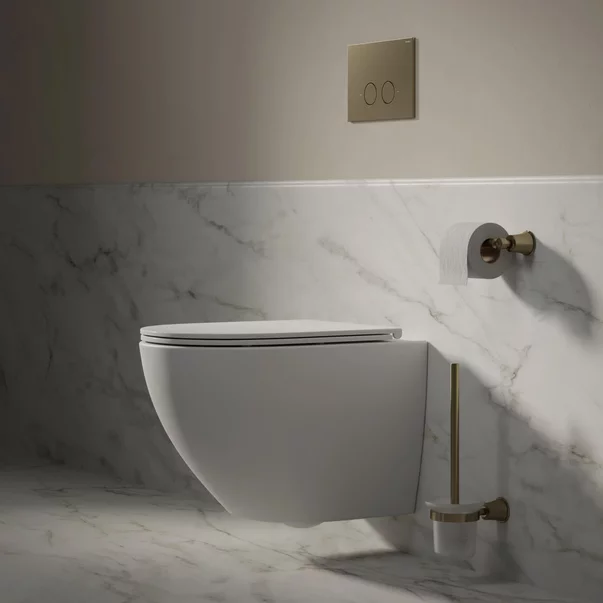 Rezervor incastrat Omnires StrongFrame ECO pentru vas WC suspendat si clapeta de actionare Steel-R45 finisaj bronz antichizat periat [3]