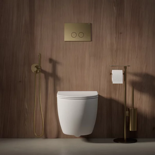 Rezervor incastrat Omnires StrongFrame ECO pentru vas WC suspendat si clapeta de actionare Steel-R45 finisaj alama periata [1]