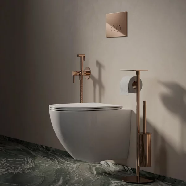 Rezervor incastrat Omnires StrongFrame ECO pentru vas WC suspendat si clapeta de actionare Steel-R45 finisaj cupru lucios [3]