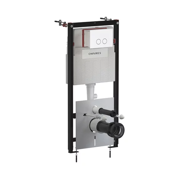 Rezervoare wc - Rezervor incastrat Omnires StrongFrame ECO pentru vas WC suspendat si clapeta de actionare Steel-R45 finisaj alb mat