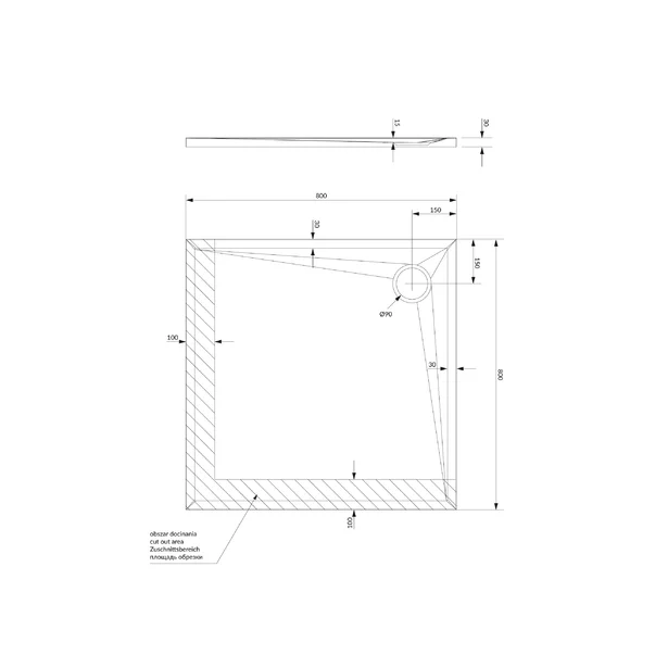 Cadita de dus patrata din compozit Omnires Stone alb mat 80x80 cm [3]