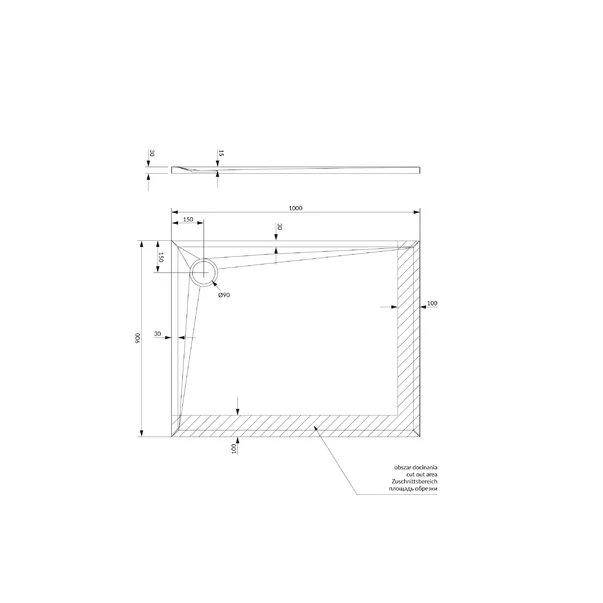 Cadita de dus dreptunghiulara din compozit Omnires Stone alb mat 90x100 cm [3]