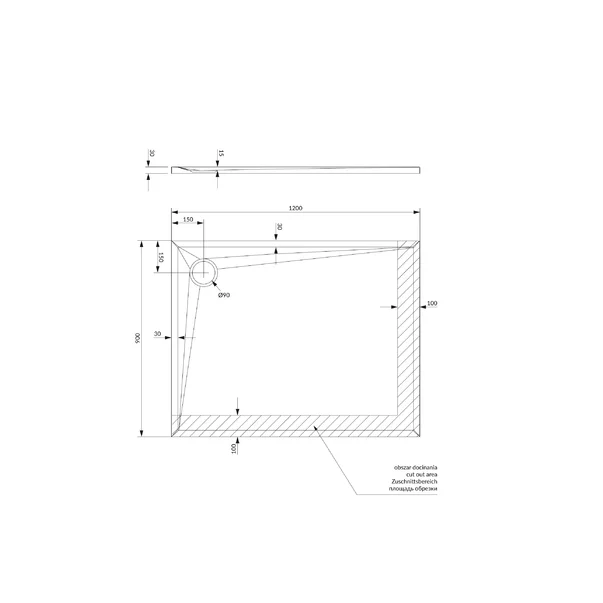 Cadita de dus dreptunghiulara din compozit Omnires Stone negru mat 90x120 cm [3]