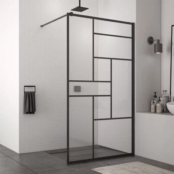 Paravan de dus tip Walk-in SanSwiss Easy STR4P Loft 73 negru mat 80x200 cm sticla securizata 8 mm [1]