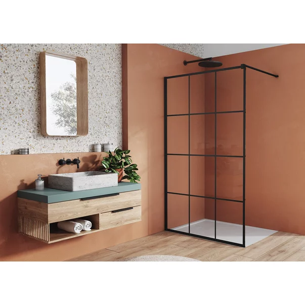 Paravan de dus tip Walk-in SanSwiss Easy STR4P Loft 75 negru mat 90x200 cm sticla securizata 8 mm [2]