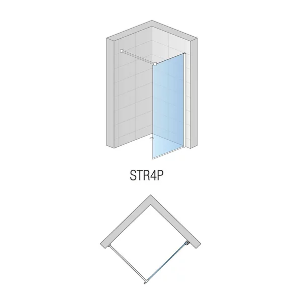 Paravan de dus tip Walk-in SanSwiss Easy STR4P Loft 75 negru mat 90x200 cm sticla securizata 8 mm [3]