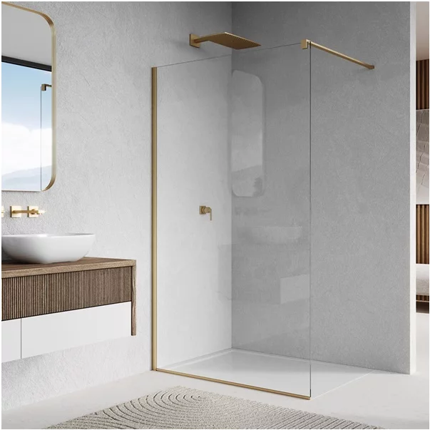 Paravan de dus tip Walk-in auriu periat SanSwiss Easy STR4P 100x200 cm [1]