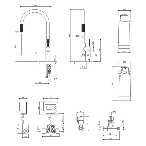 Baterie bucatarie grafit Omnires Switch [4]