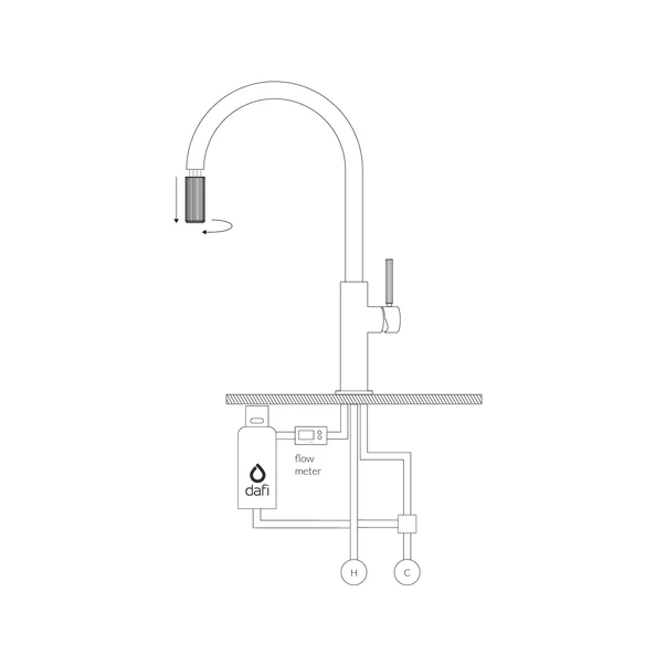 Baterie bucatarie cu dus extractibil Omnires Switch cu sistem filtrare apa finisaj alama periata [2]