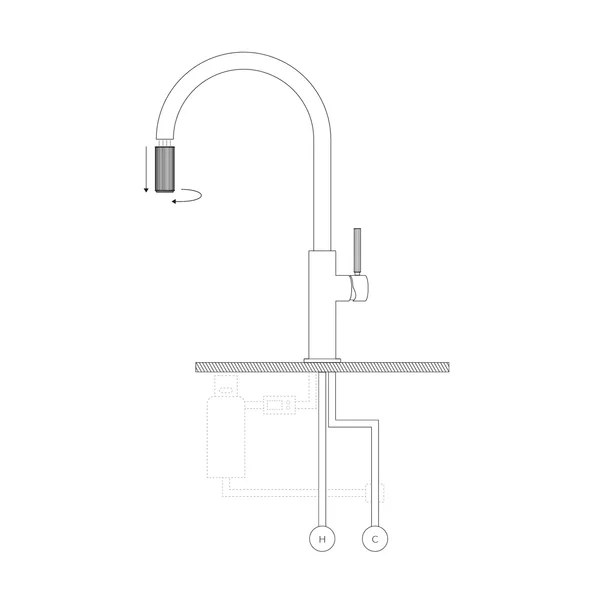 Baterie bucatarie cu dus extractibil Omnires Switch compatibila cu sistem filtrare apa finisaj alama periata [2]