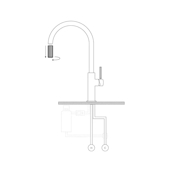 Baterie bucatarie cu dus extractibil Omnires Switch compatibila cu sistem filtrare apa finisaj grafit periat [2]